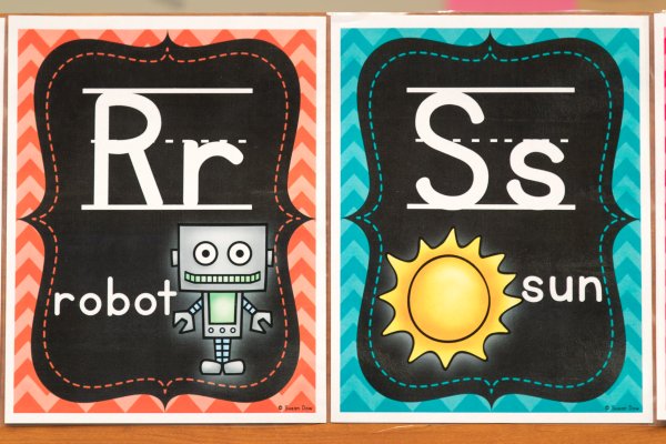 Letter Cards R for Robot and S for Sun