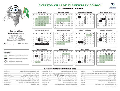 Cypress Village Calendar